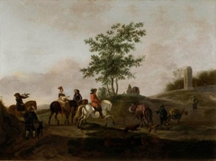 Paysage avec chasseurs et muletiers by Gerrit Adriaenszoon Berckheyde