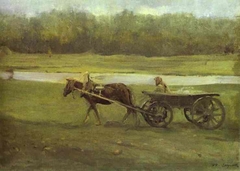 Peasant Woman in a Cart by Valentin Serov