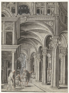 Petrus geneest de kreupele in de tempel by Aertgen Claesz van Leyden