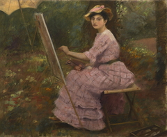 Portrait de Julie Manet peignant by Ernest Rouart