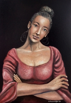 Portrait of a Girl in Pink by Petros S. Papapostolou