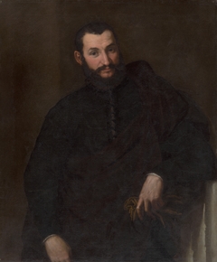 Portrait of a Man (With a Fragment of Antique Column) by Paris Bordone