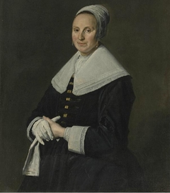 Portrait of a woman with gloves by Frans Hals