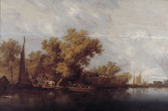 River Landscape with Ferry by Salomon van Ruysdael