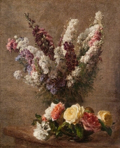 Roses and Larkspur by Henri Fantin-Latour