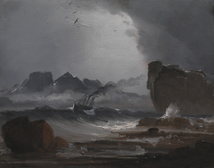 Rough Sea with a Steamer near the Coast of Norway by Peder Balke