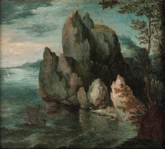 Seascape with a High Cliff by Jan Brueghel the Elder