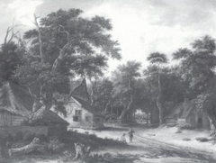 Several Peasant Huts in a Woods by Roelof Jansz van Vries