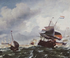 Ships in storm by Ludolf Bakhuizen