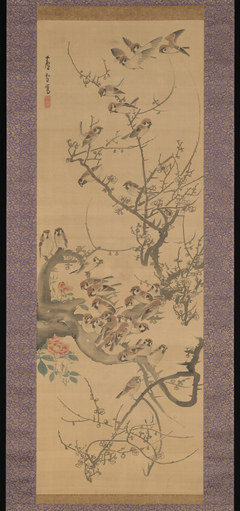 Sparrows in a Plum Tree by Nagasawa Rosetsu