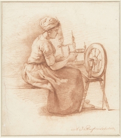 Spinnende vrouw by Abraham Johannes Ruytenschildt