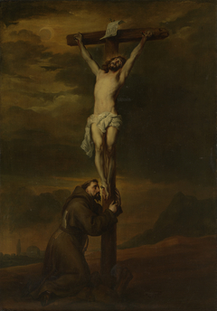 St Francis at the foot of the cross by Anonymous