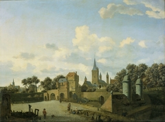 St. Severin in Cologne included in an imaginary Cityscape by Jan van der Heyden