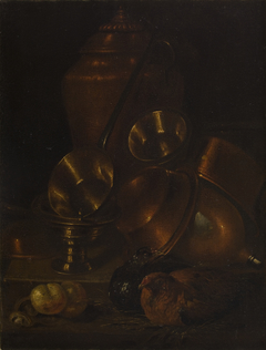 Still Life (Hen with Brass and Copper Vessels) by Martin Dichtl