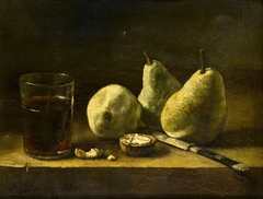 Still Life with a Glass, Pears and a Knife by François Bonvin