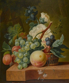 Still life with fruit and flowers by Johannes Christianus Roedig