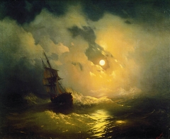 Stormy sea at night by Ivan Aivazovsky