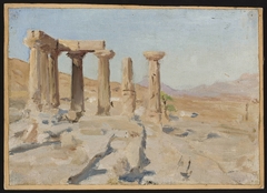 Temple of Apollo and Mount Parnassus in Corinth. From the journey to Greece by Jan Ciągliński