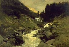 The cascade of Mahoura, Cauterets by Charles-François Daubigny