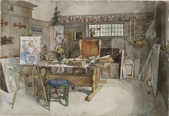 The Studio (From a Home watercolor series) by Carl Larsson