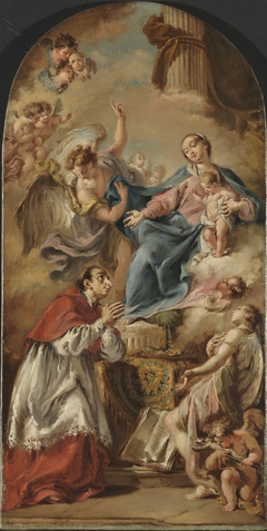 The Virgin and Child adored by Saint Carlo Borromeo by Giambattista Pittoni