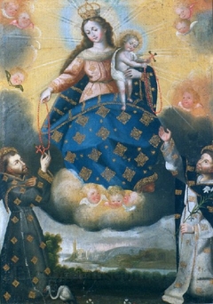 The Virgin of the Rosary with Saints Dominic and Francis by Francisco Chihuantito Inka