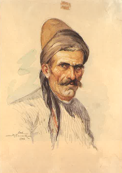 Three Paintings of a Muleteer (1) by Moustafa Farroukh