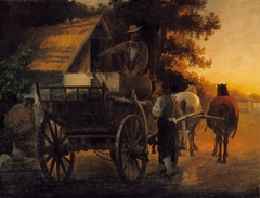 Traveller in front of the Inn by Ferenc Újházy