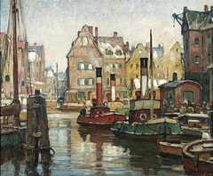 Tugboats in the port by Hans Hartig