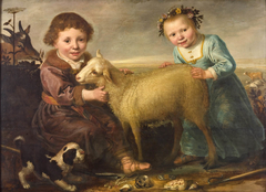 Two children with a lamb by Jacob Gerritsz Cuyp