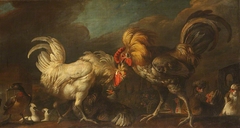 Two Cocks Fighting by Anonymous