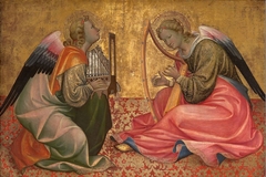 Two Seated Angels Making Music by Gherardo Starnina