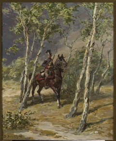 Uhlan on horseback by Stanisław Bagieński