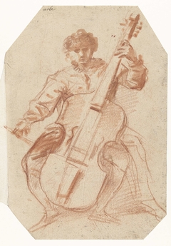 Viola da gamba-speler, en face by Pier Francesco Mola