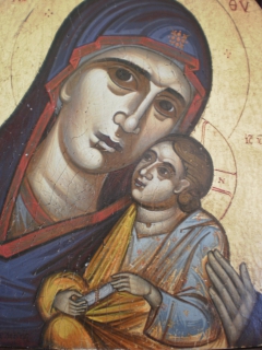 Η Γλυκοφιλούσα με το Μονάκριβό Της (Virgin and Child) by Aggeliki Papadomanolaki