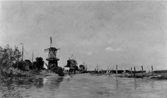 Windmills near Dordrecht by Karl Daubigny