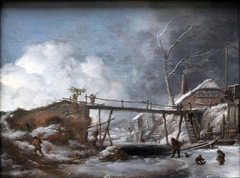 Winter Landscape with Wooden Bridge by Philips Wouwerman