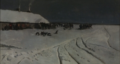 Winter night in Ukraine by Józef Chełmoński