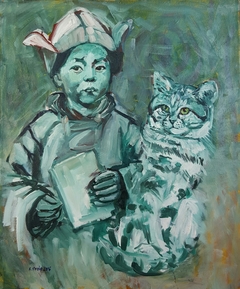 Young Dalai Lama With Wild Cat by Katrine Storebo