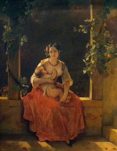 Young mother breastfeeding her child by Hortense Haudebourt-Lescot