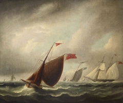 A Frigate and a Schooner off The Needles by Anonymous