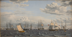 A Russian Fleet at Anchor near Elsinore by Christoffer Wilhelm Eckersberg