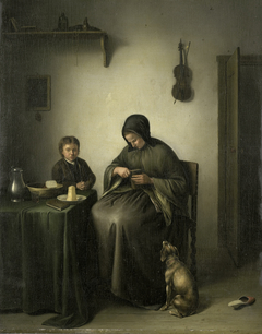 A Woman Slicing Bread by Johannes Christiaan Janson