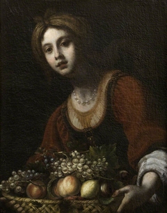 A Young Woman with a Basket of Fruit (after Salome with the Head of John the Baptist) by Anonymous