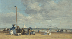 Beach at Trouville by Eugène Boudin