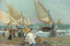 Boats on the beach of Valencia by Joaquin Sorolla y Bastida