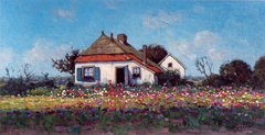 Boerderij met bloeiende border by Paul Bodifée