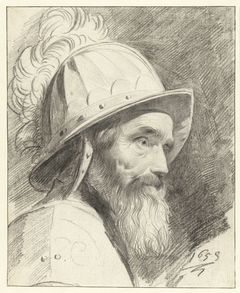 Buste van krijgsman met helm by Leendert van der Cooghen