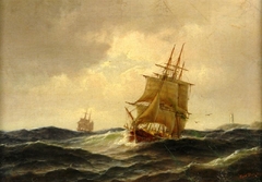 Cargo Sailing Ship off the Coast by Carl Bille