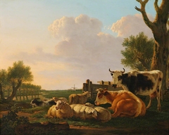 Cattle in a Landscape by Jacob van Strij